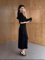 Classic Noir Midi Dress