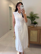 Ivory Eyelet Midi Dress