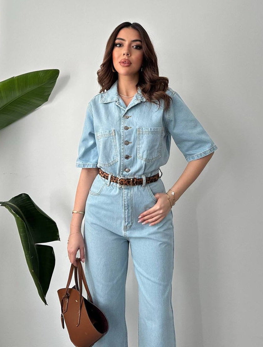 Chic Blue Denim Jumpsuit