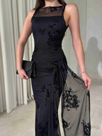 Noir Elegance Embellished Dress