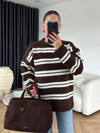 Brown Striped Wool Sweater