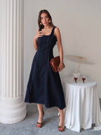 Navy Denim Midi Dress
