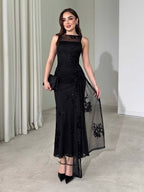 Noir Elegance Embellished Dress