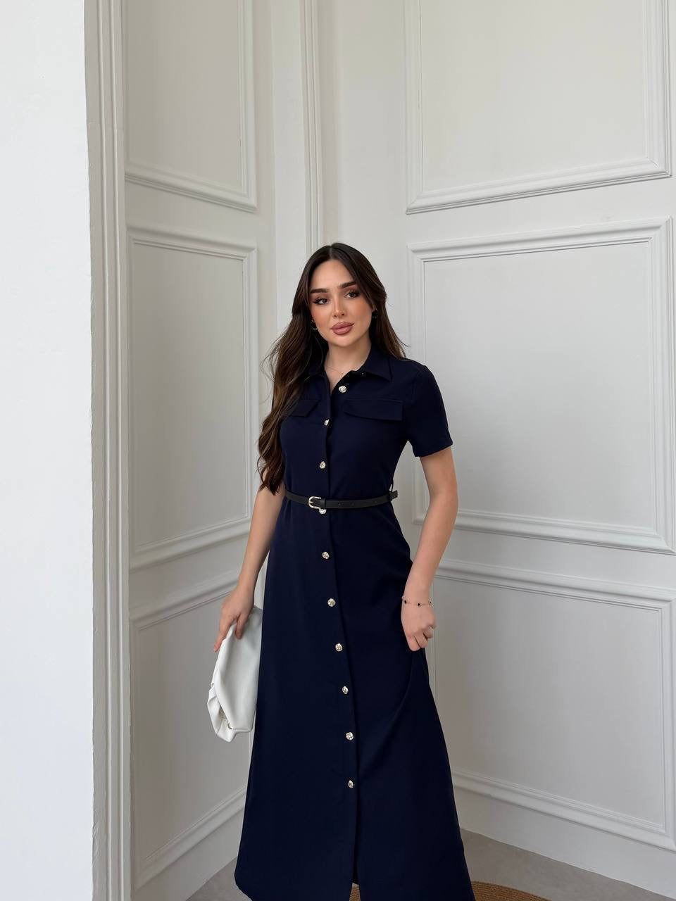 Navy Utility Shirt Dress
