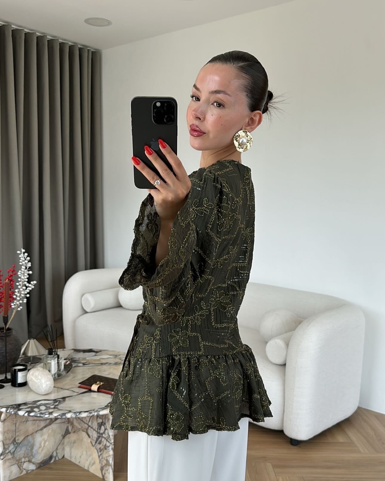 Luna Embroidered Peplum Blouse