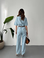 Chic Blue Denim Jumpsuit