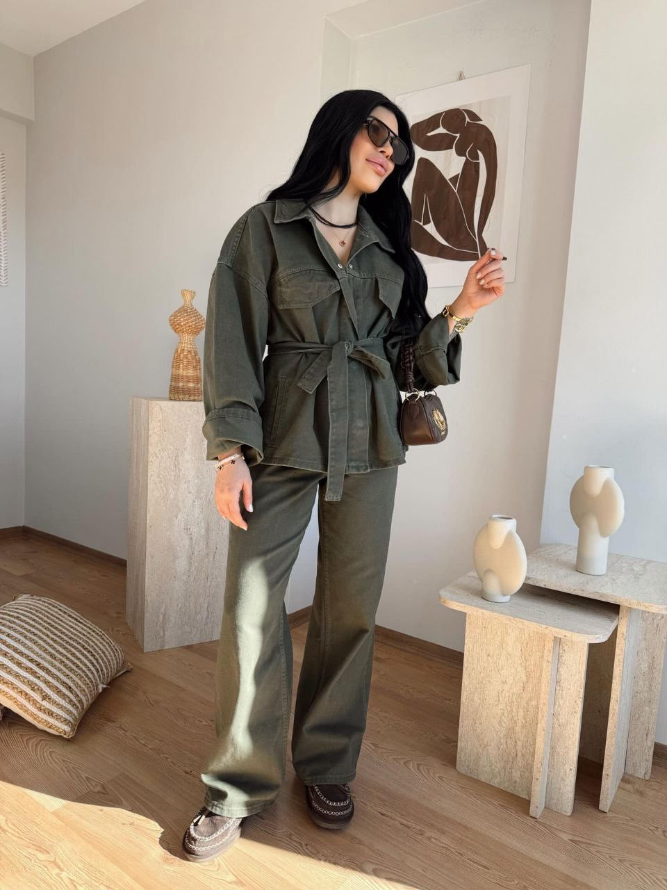 Olive Denim Set
