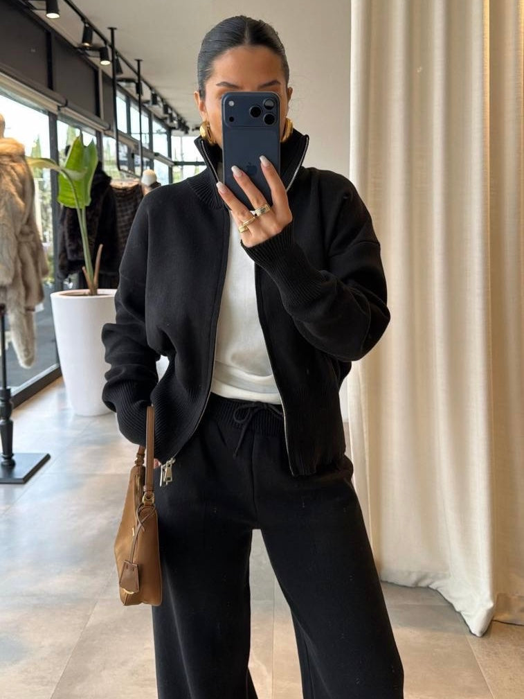 Black Bomber Two-Piece Set