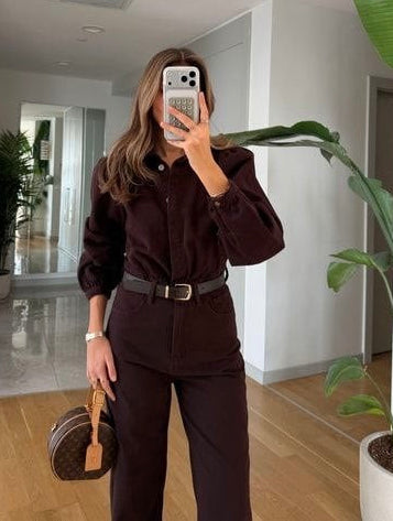 Straight-Leg Denim Jumpsuit