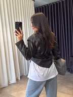 Black Belted Leather Jacket