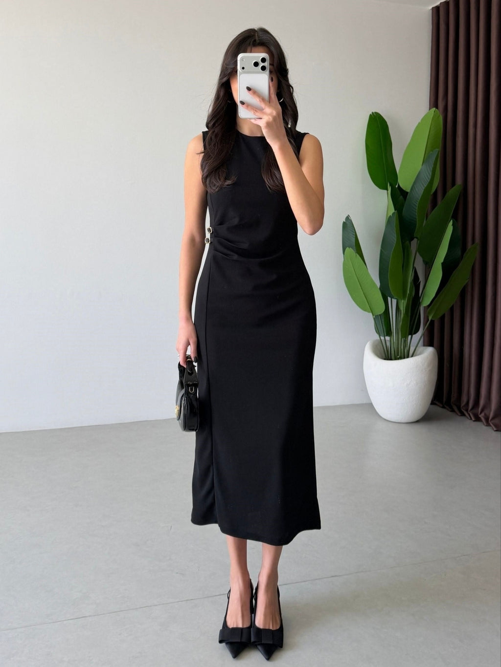 Classic Black Midi Dress