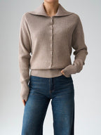 Beige Collar Knit Blouse