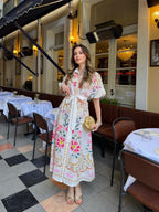 Floral Elegance Belted Dress