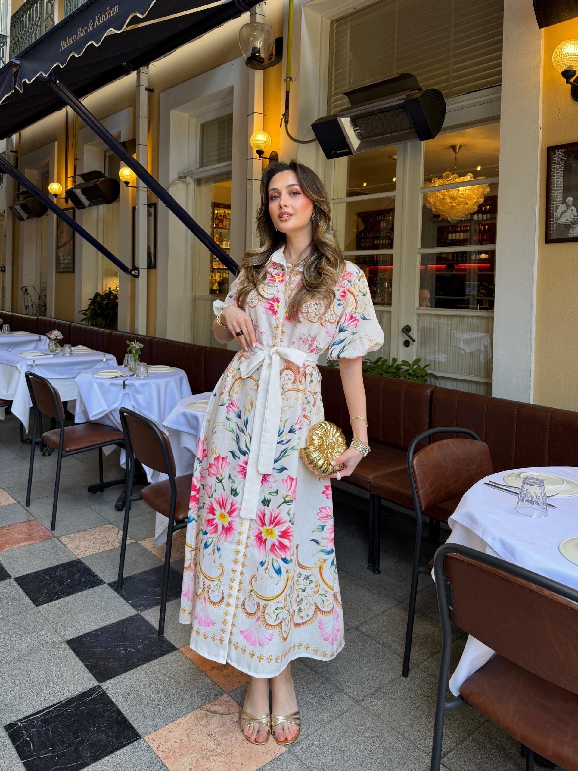 Floral Elegance Belted Dress