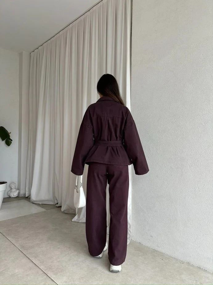 Burgundy Denim Set