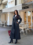 Long Black Leather Coat