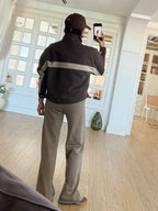 Chocolate Brown Contrast Panel Jacket
