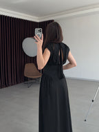 Black Sculpted Waist Dress