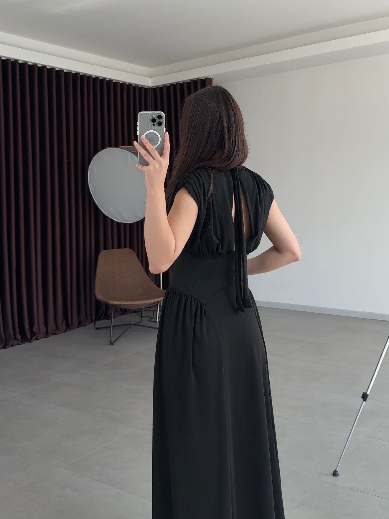 Black Sculpted Waist Dress