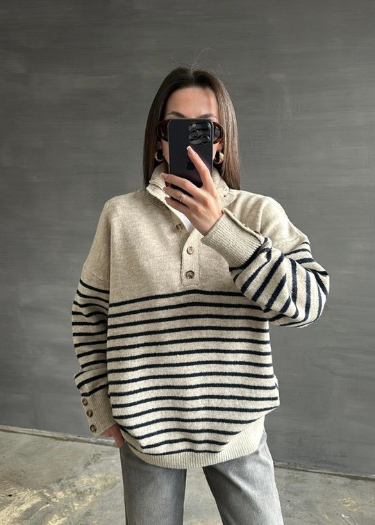 Striped Button Sweater