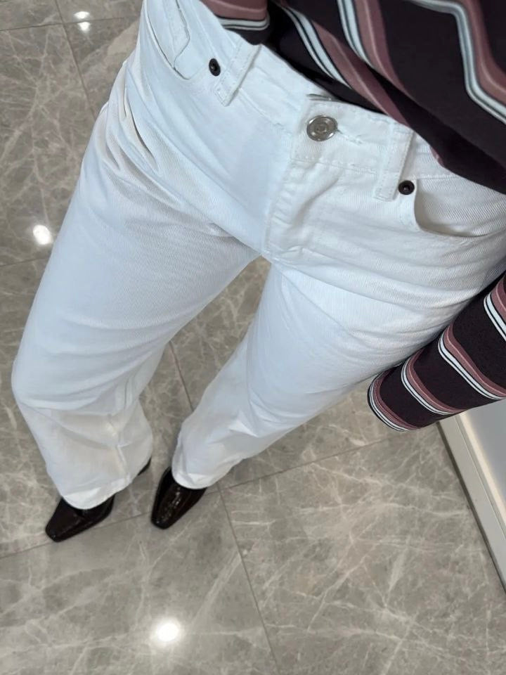 Zara White Straight Jeans