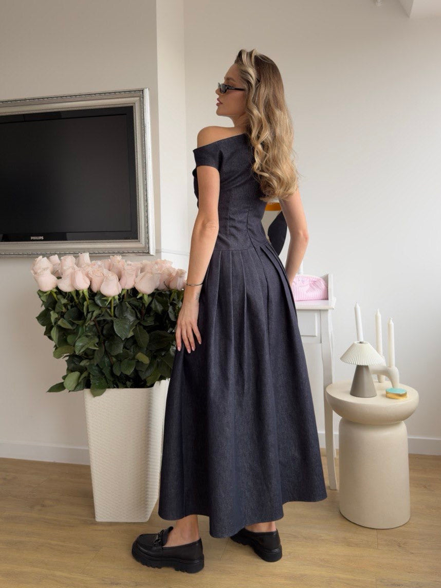 Off-Shoulder Denim Dress