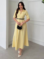 Lemon Elegance Midi Dress