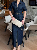 Midnight Denim Belted Dress