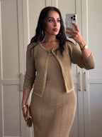 Sand Beige Knit Maxi Dress