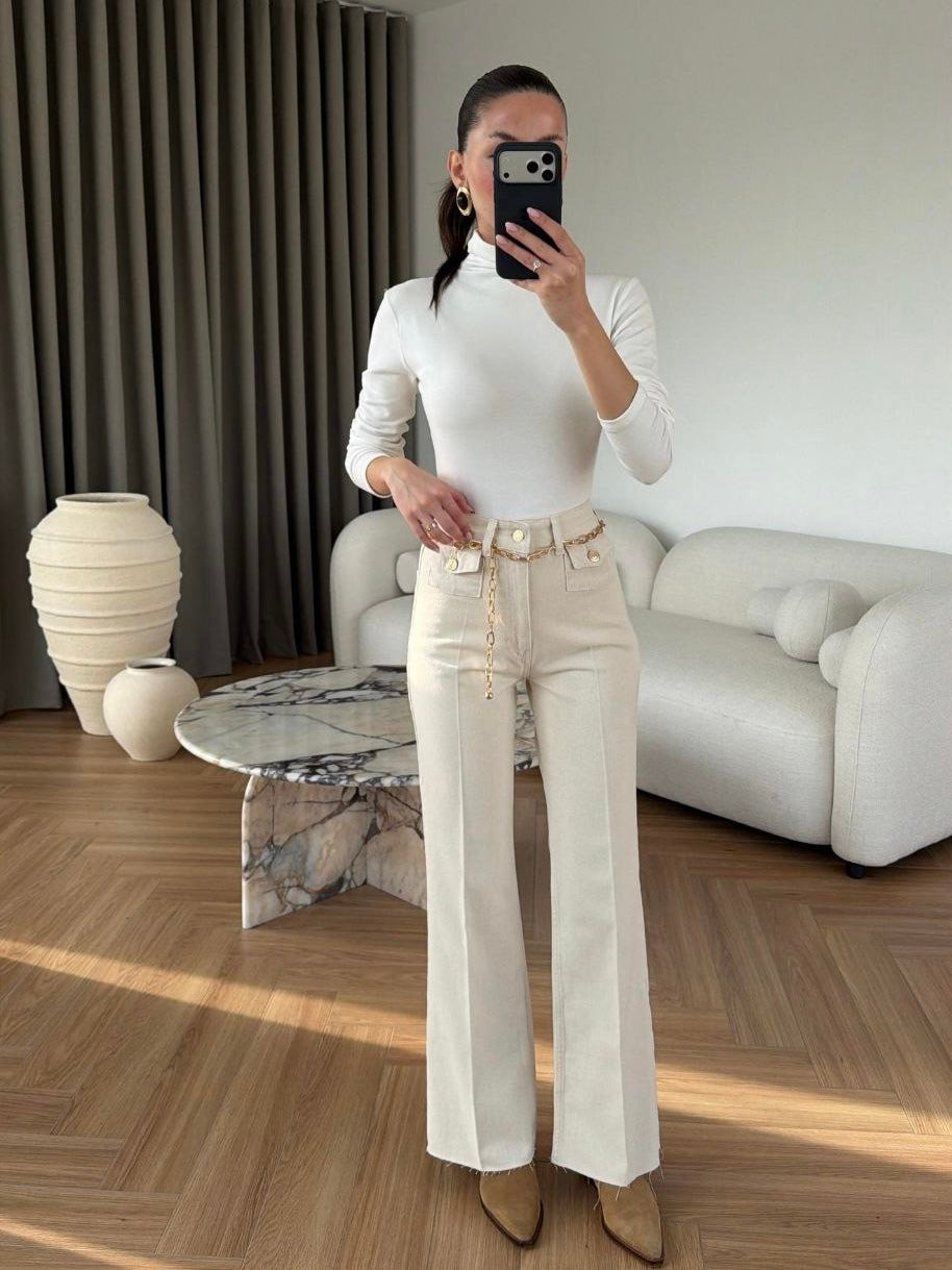 High Waist Straight Leg Jeans