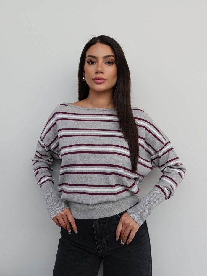 Burgundy Striped Top
