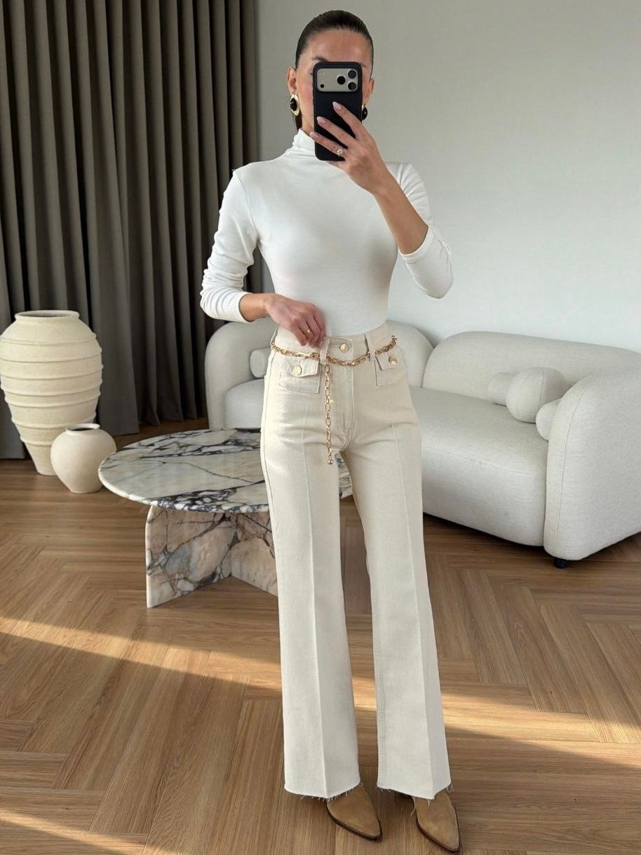High Waist Straight Leg Jeans