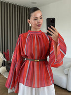Sunset Stripe Belted Blouse