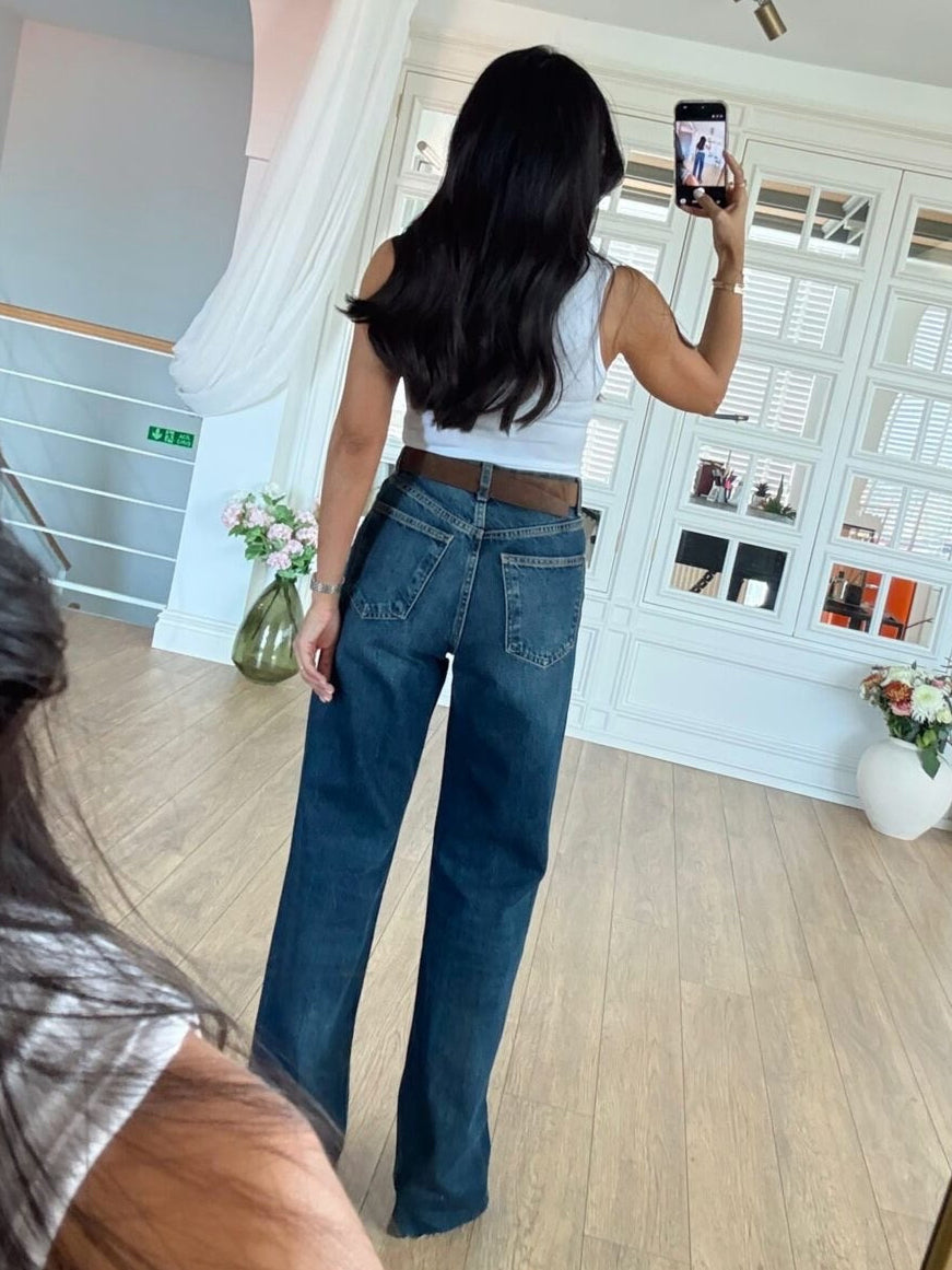 Zara Retro Blue Wide Jeans
