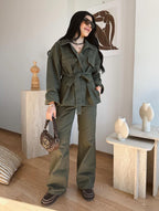 Olive Denim Set