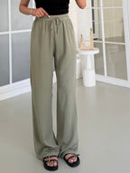 Olive Relaxed Wide-Leg Pants