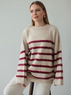 Beige Striped Sweater