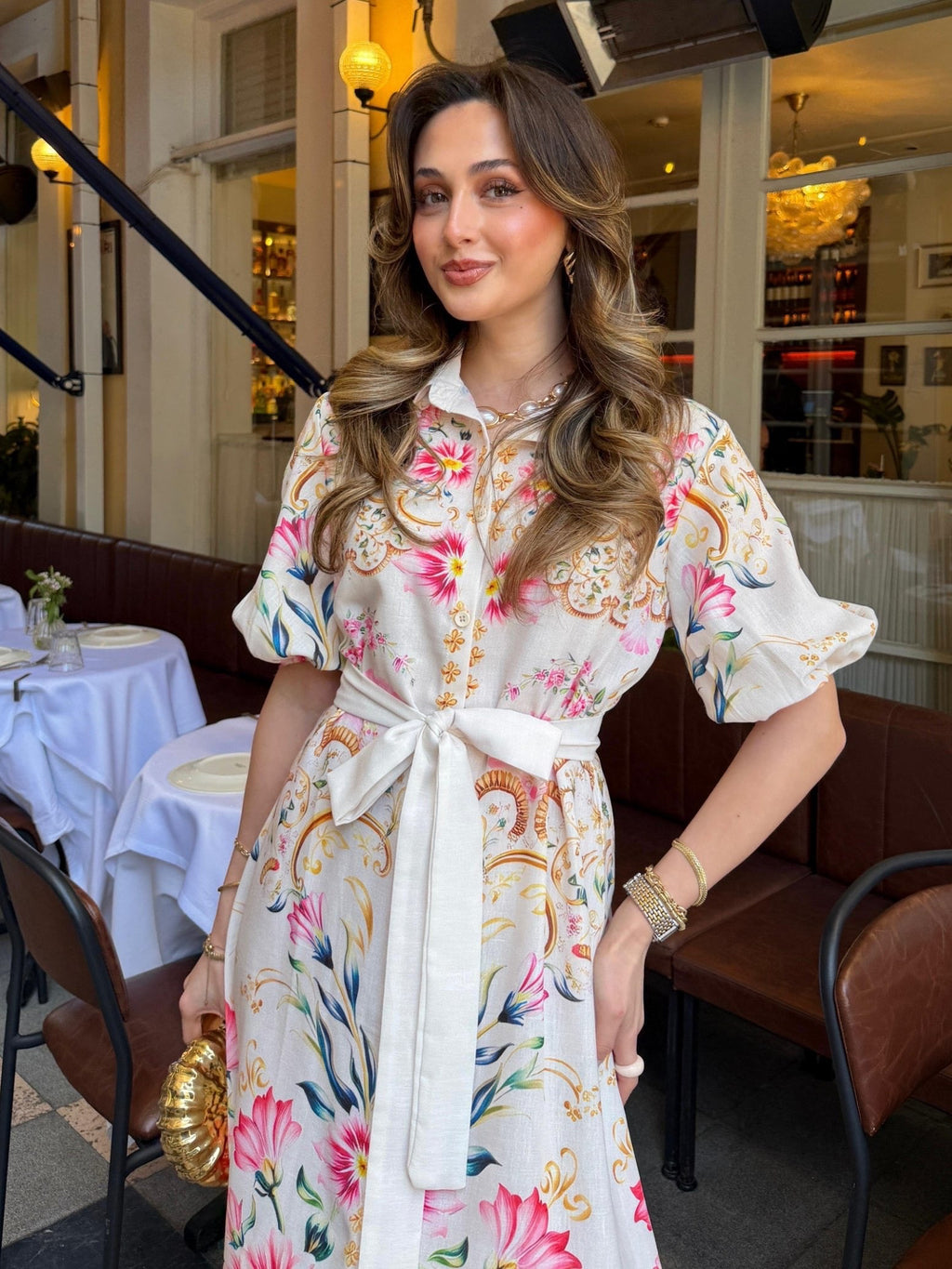 Floral Elegance Belted Dress
