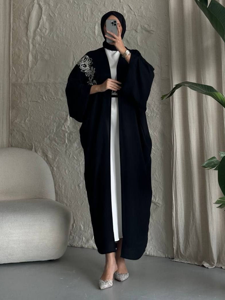 Royal Black Flow Abaya Set