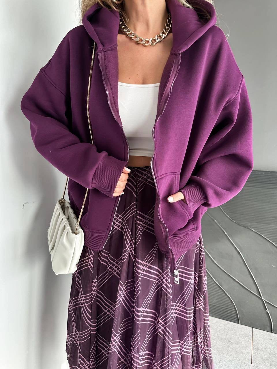 Burgundy Zip Up Hoodie