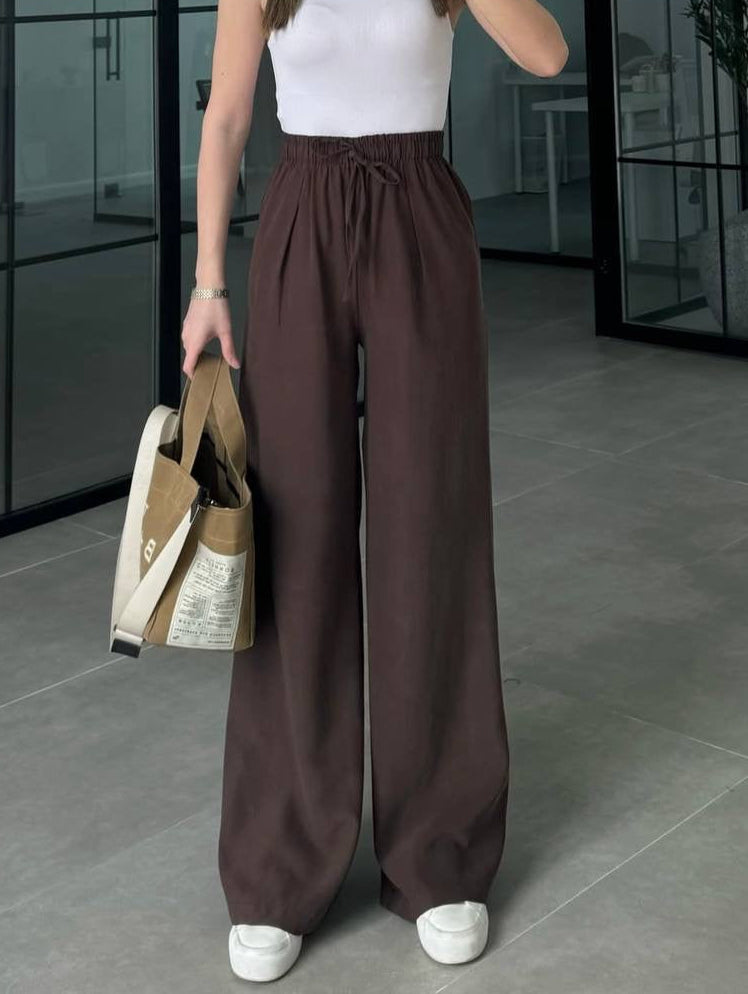 Brown Relaxed Wide-Leg Pants