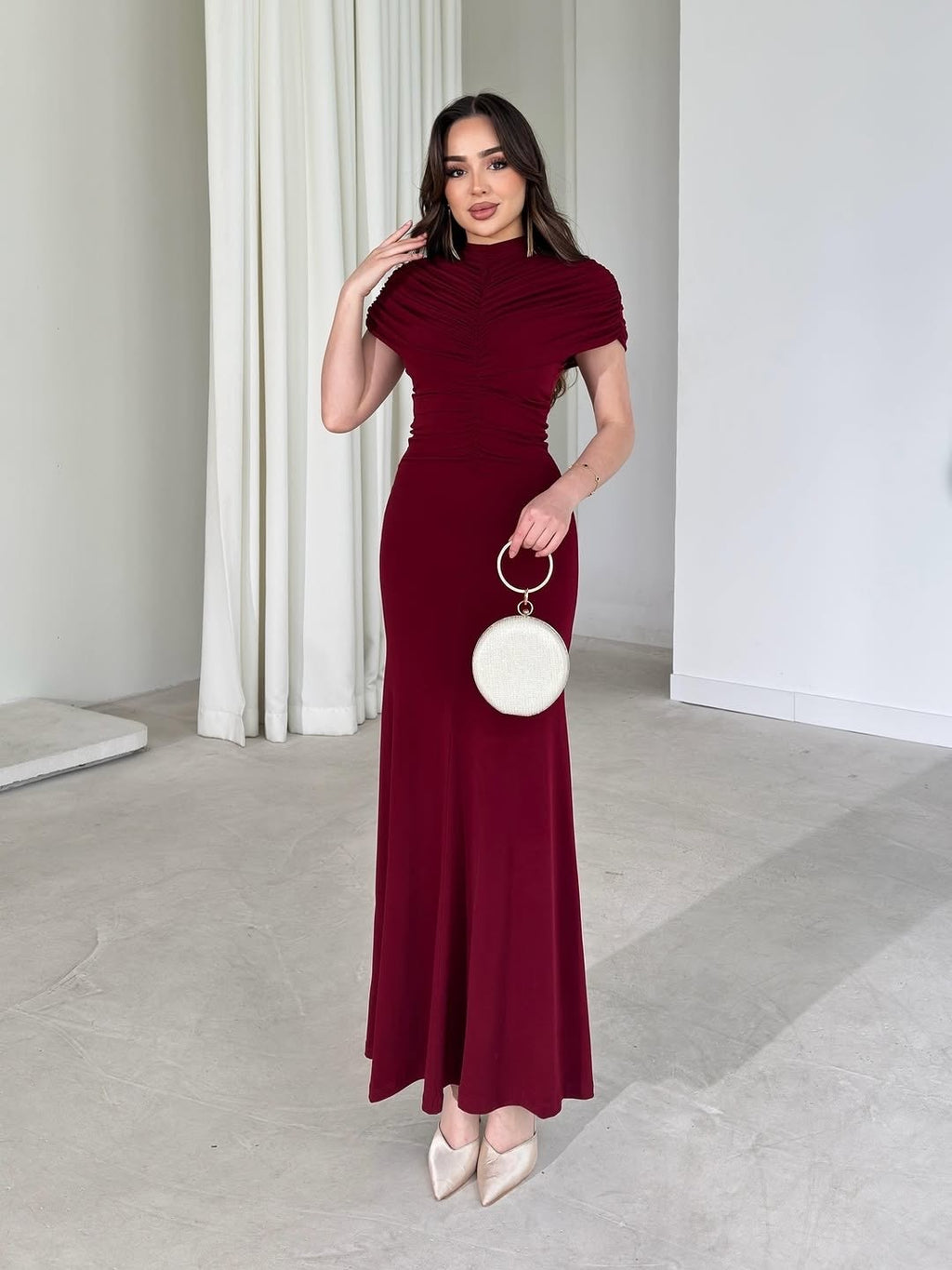 Burgundy Royal Draped Dress