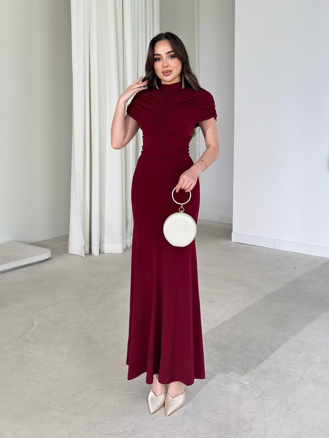 Burgundy Royal Draped Dress