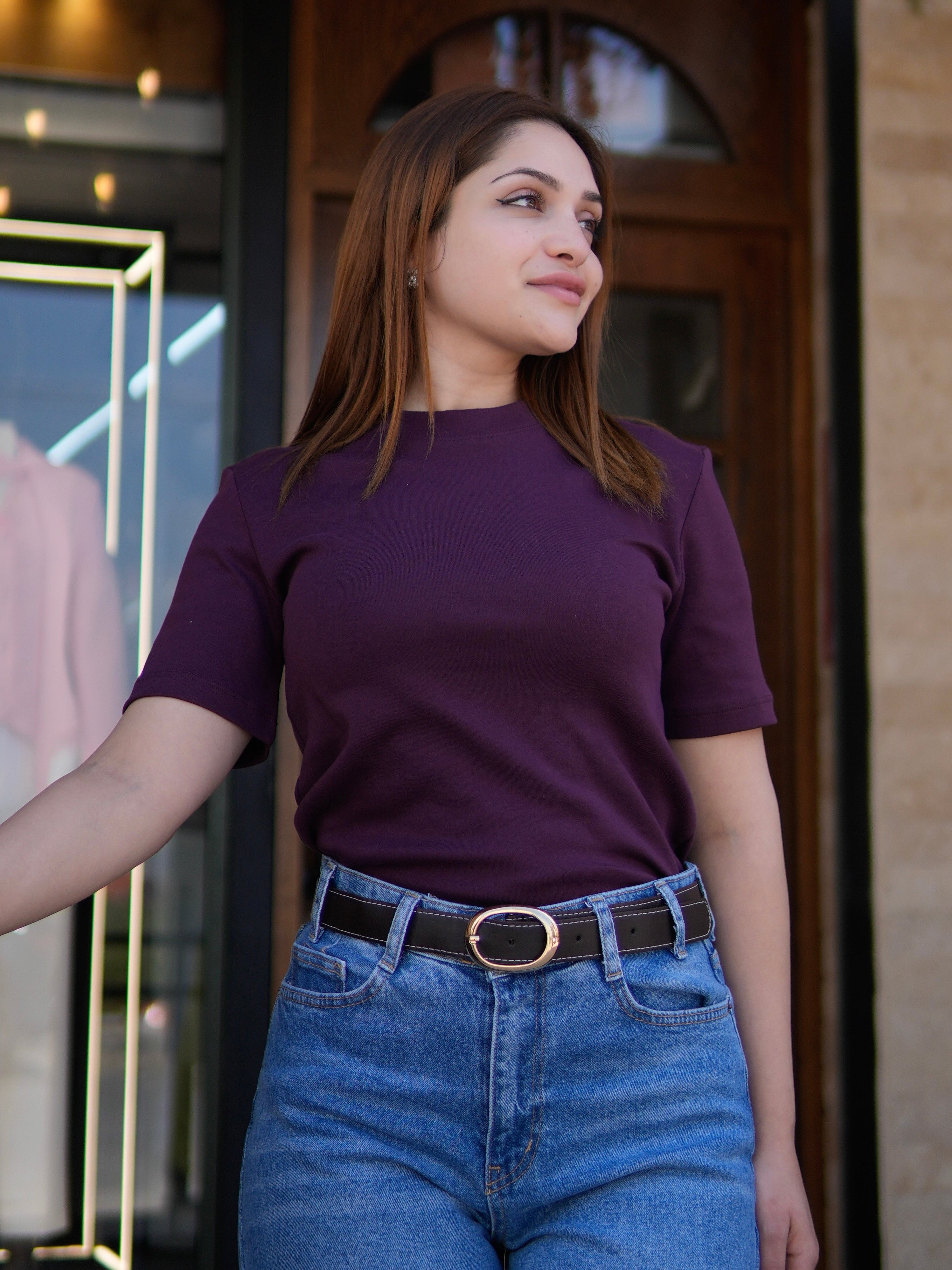 Purple Round Neck Blouse
