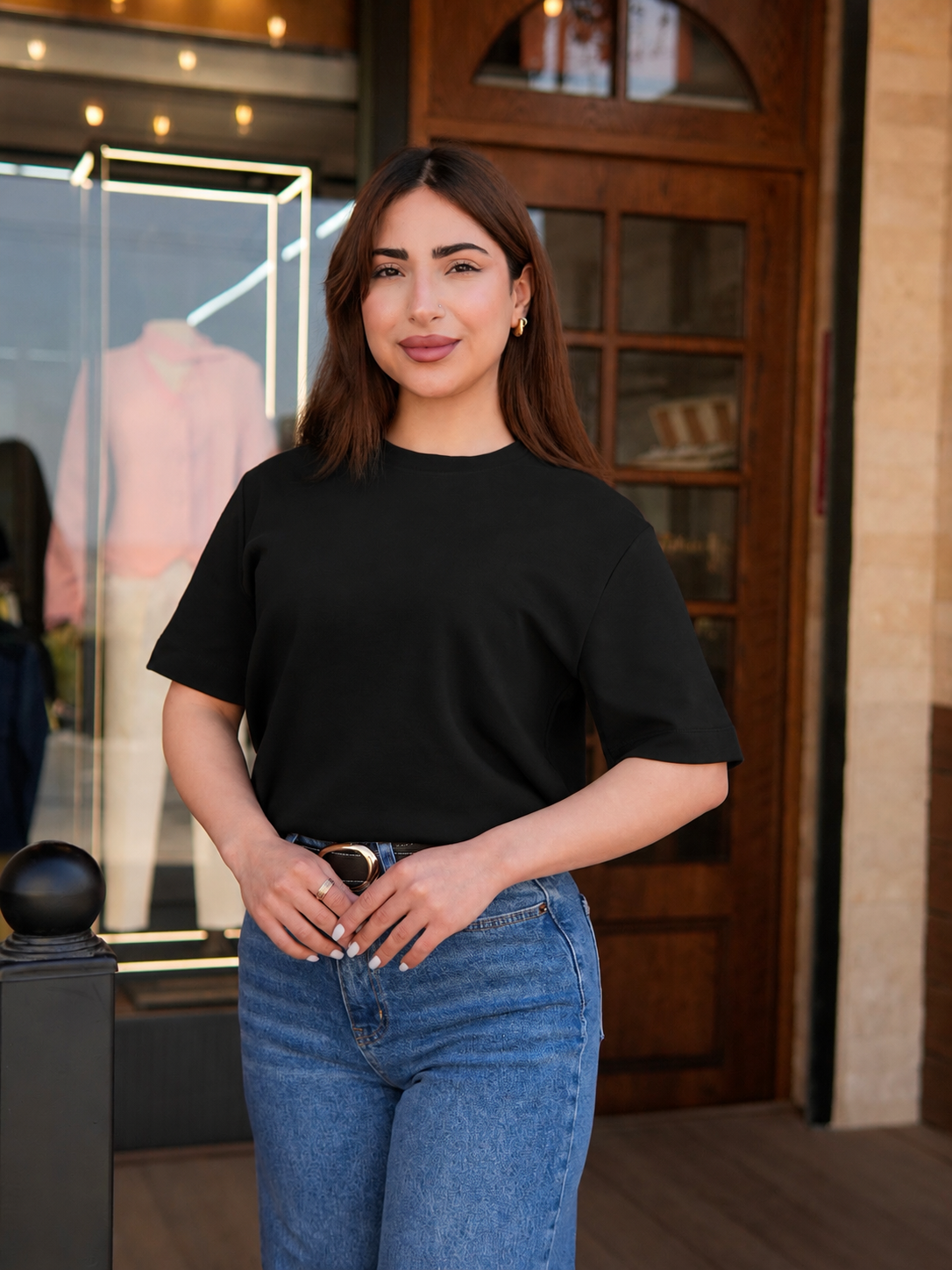 Classic Black Crew Neck Blouse