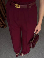 Formal Burgundy Fabric Pants