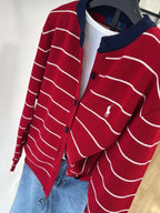 Red Striped Polo Cardigan