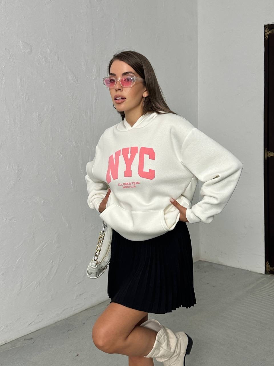 White New York Hoodie
