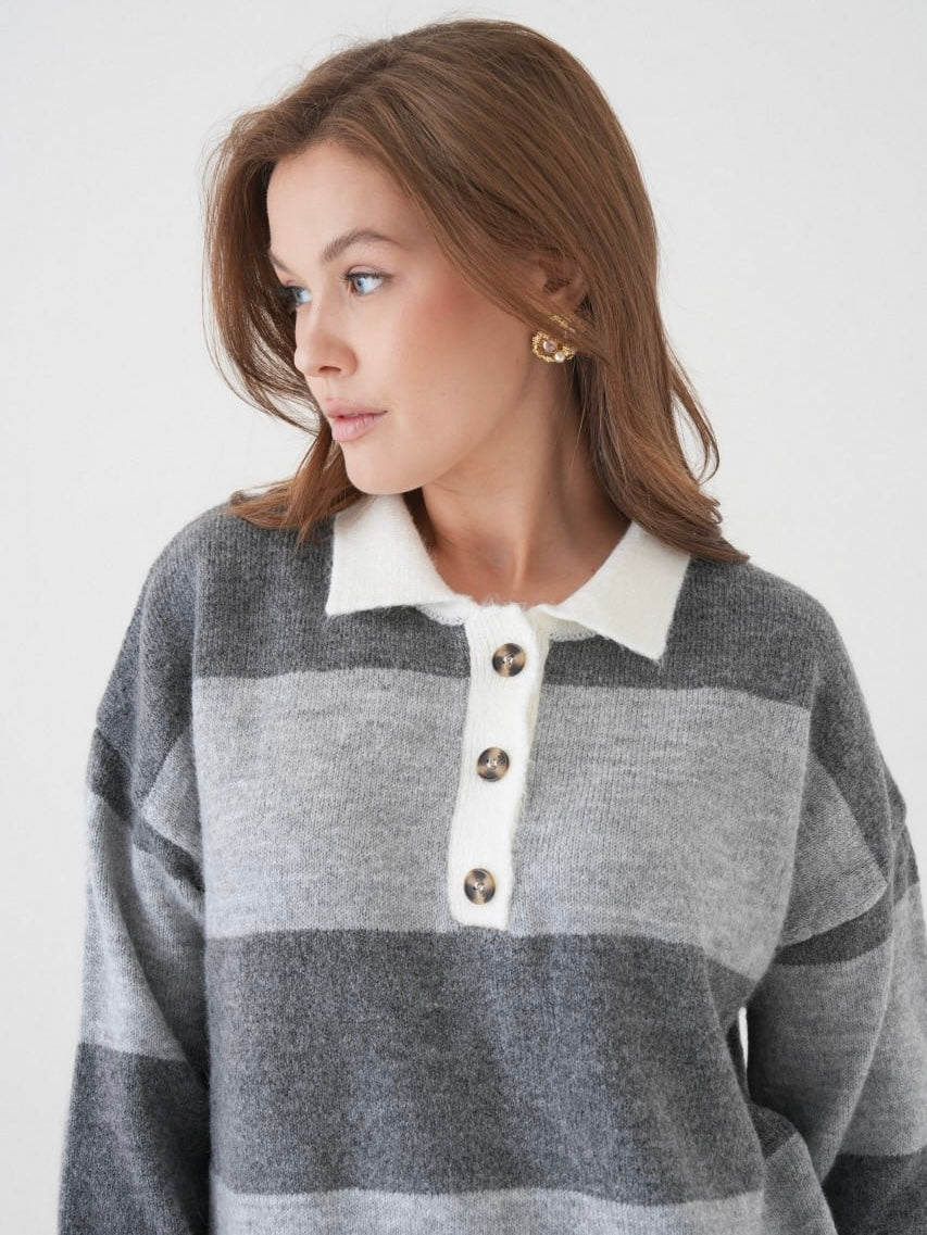 Grey & White Knit Sweater