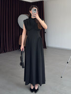 Black Sculpted Waist Dress